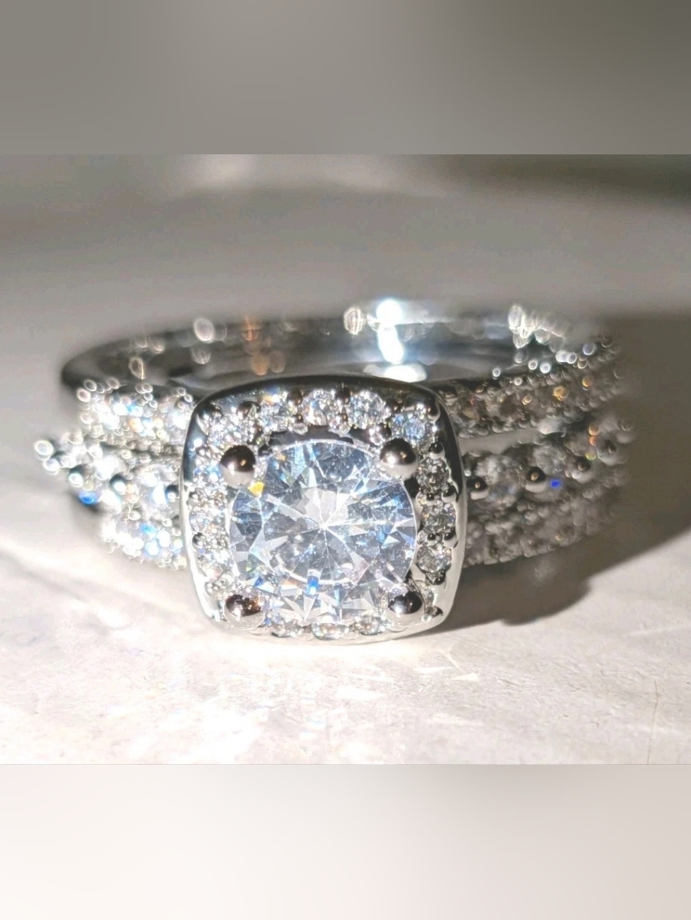 925 Silver 4ct Lab-Created Princess Cut Diamond Wedding Ring Set For Women Sz 8 - Picture 15 of 17